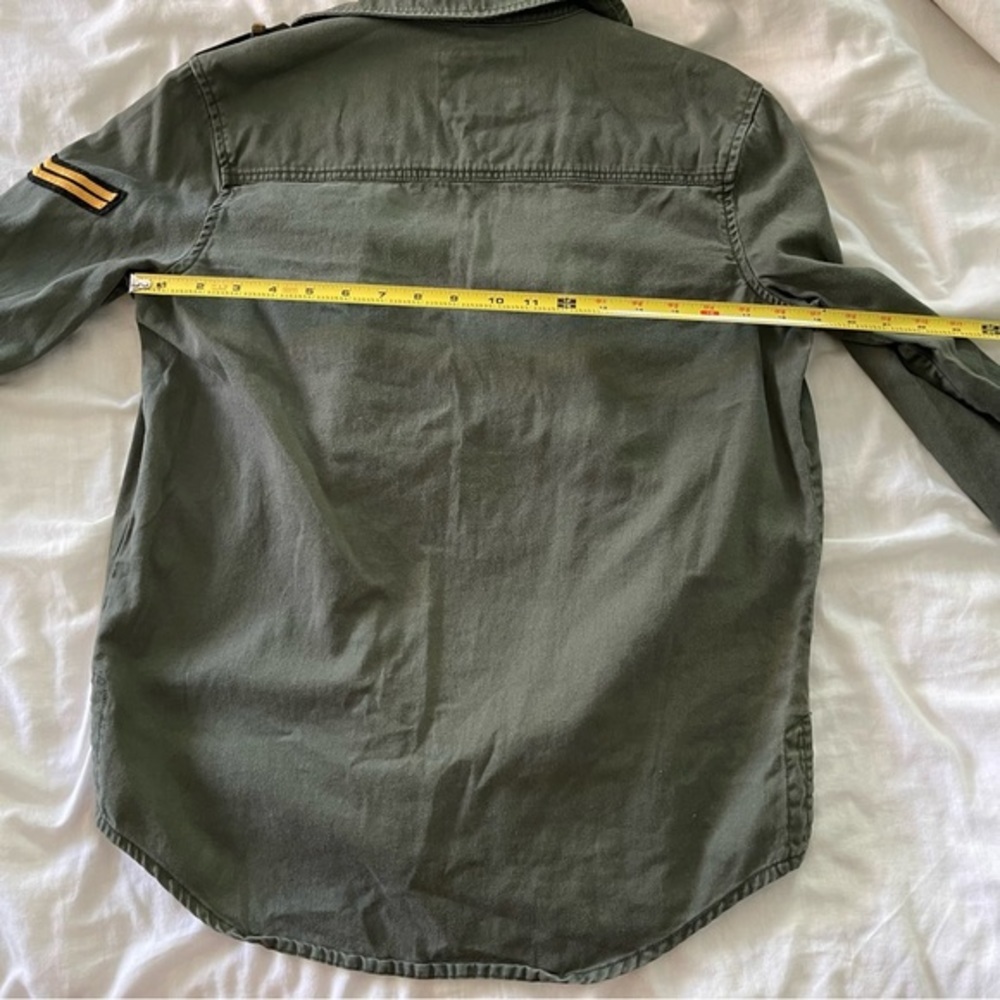 Olive Green Button Down Shacket Chevron Patch - image 5